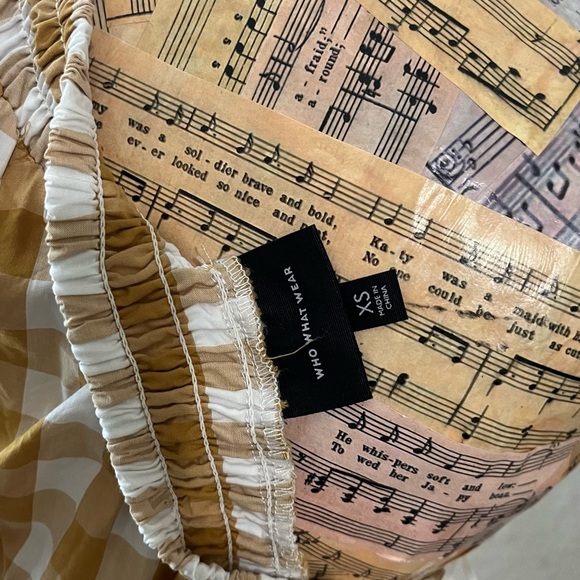 Who What Wear Mustard and Cream Patterned Dress - Picture 7 of 7